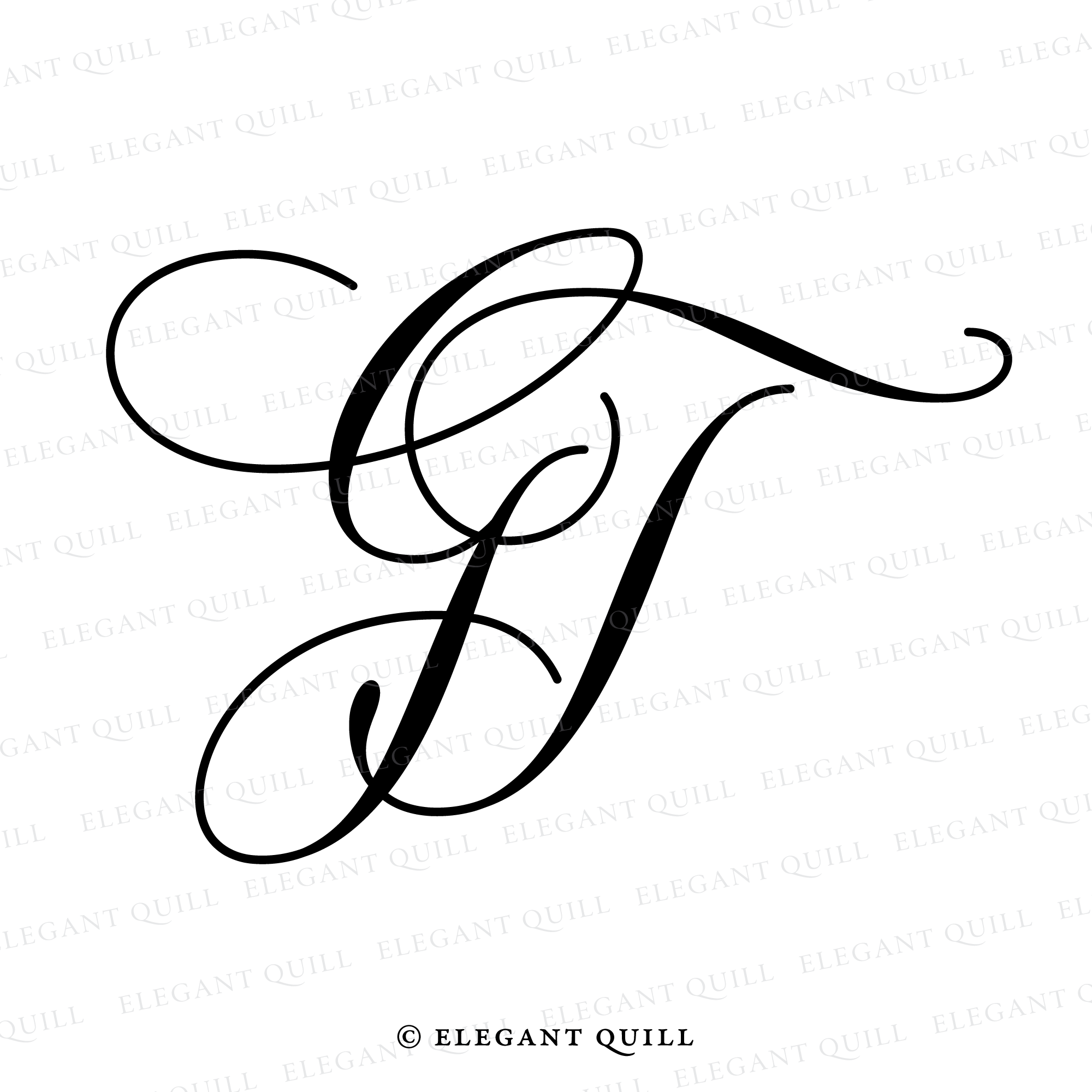 Gobo Wedding Monogram, GW Initials Logo – Elegant Quill