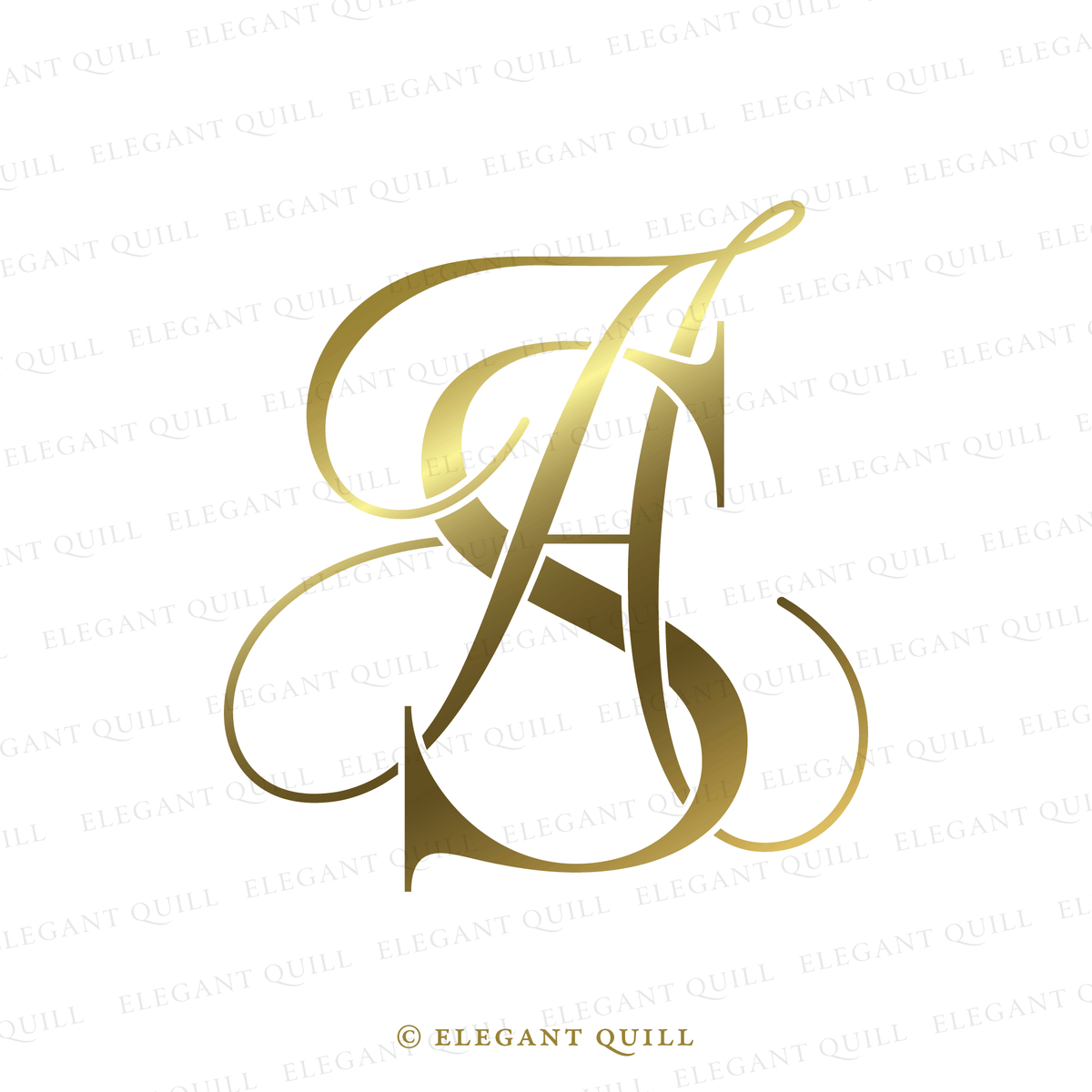 Asinitials Wedding Gobo Design, AS Initials Logo – Elegant Quill