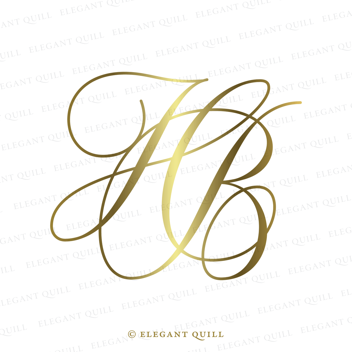 Wedding Gobo Design, BH Initials Logo – Elegant Quill