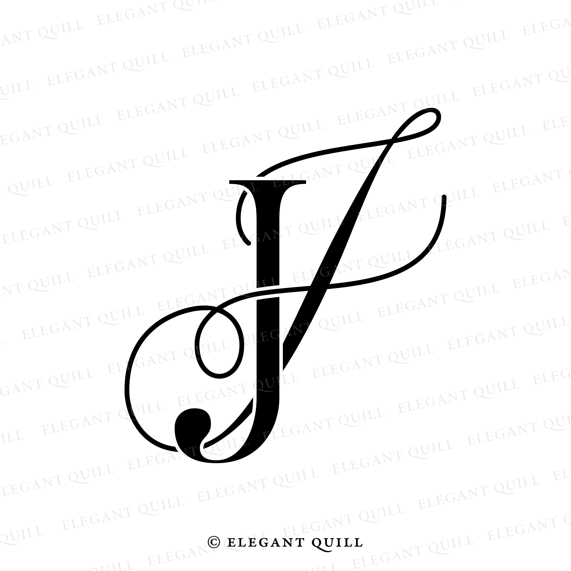 Wedding Gobo Design, JJ Initials Logo – Elegant Quill