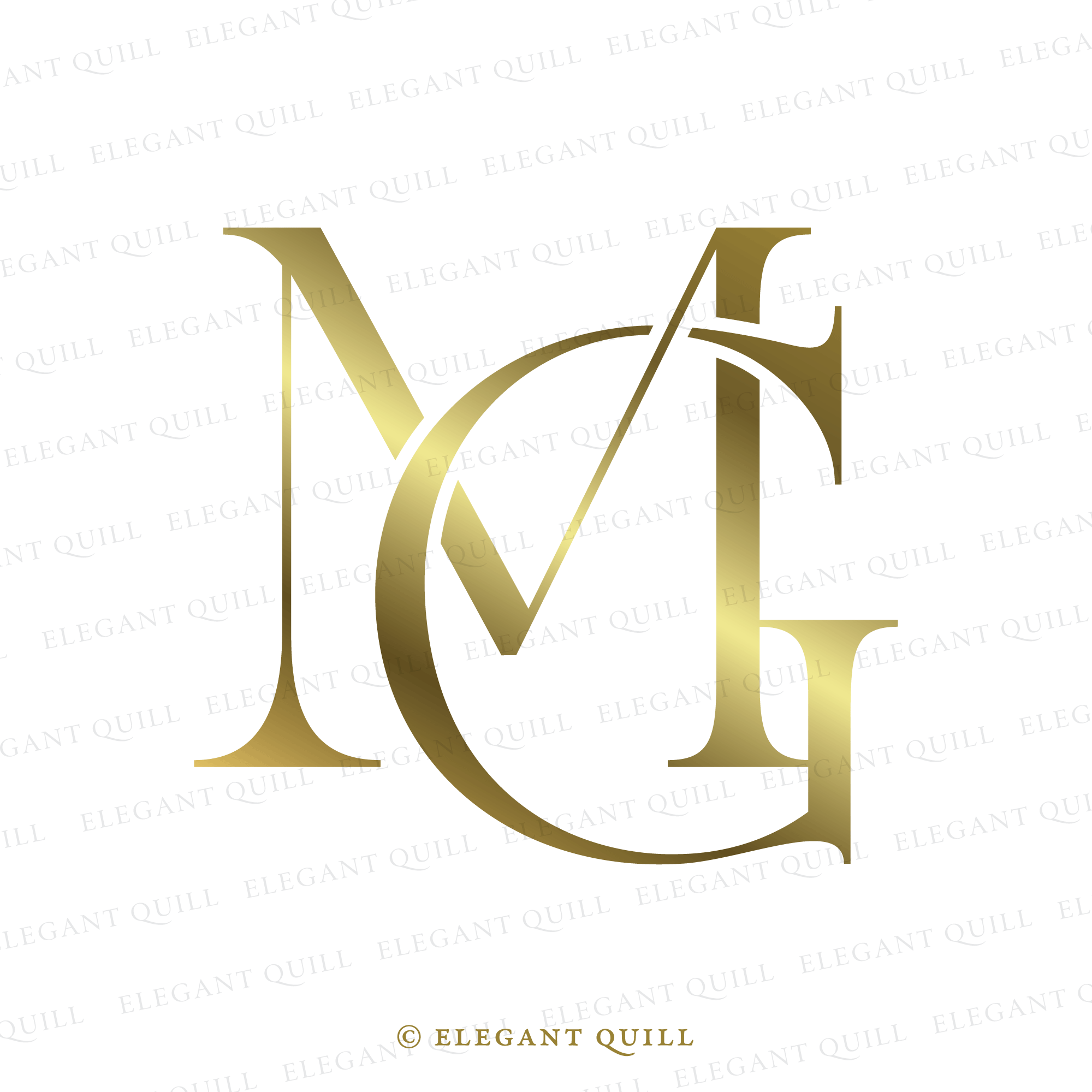 Wedding Gobo Monogram GM Initials Logo Elegant Quill