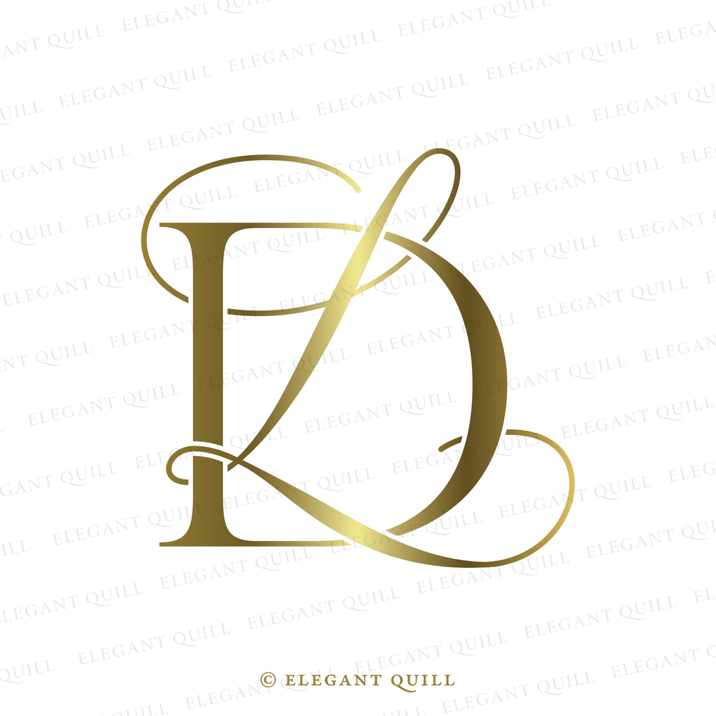 Ld Initial Designs Wedding Gobo Monogram, LD Initials Logo – Elegant Quill