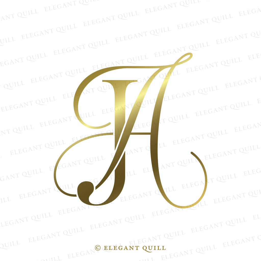 wedding initials AJ logo gold