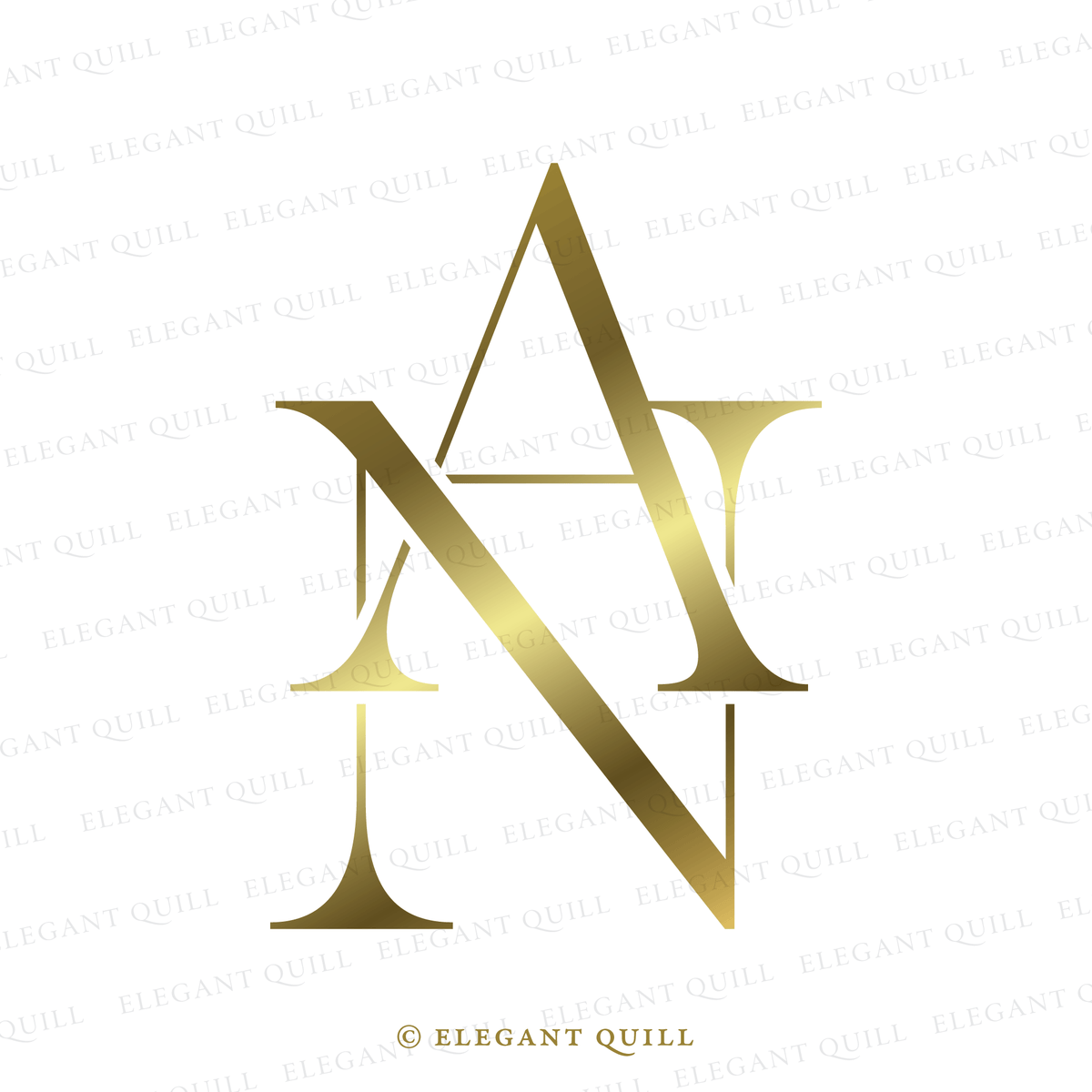 Wedding Initials, AN Logo – Elegant Quill