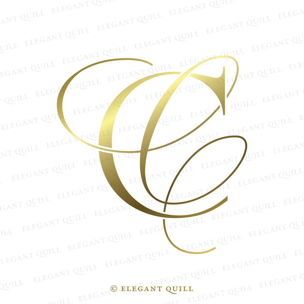 wedding initials, CC logo gold