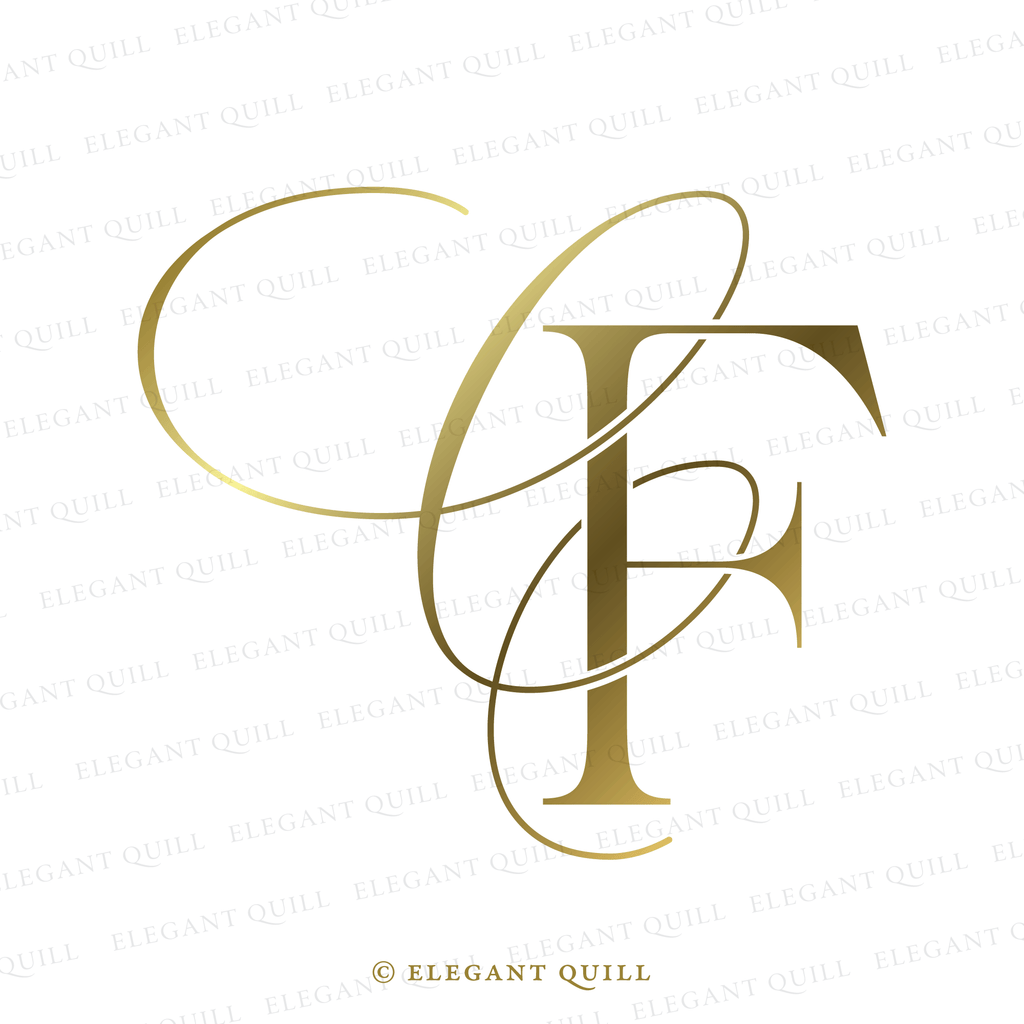wedding initials logo CF gold