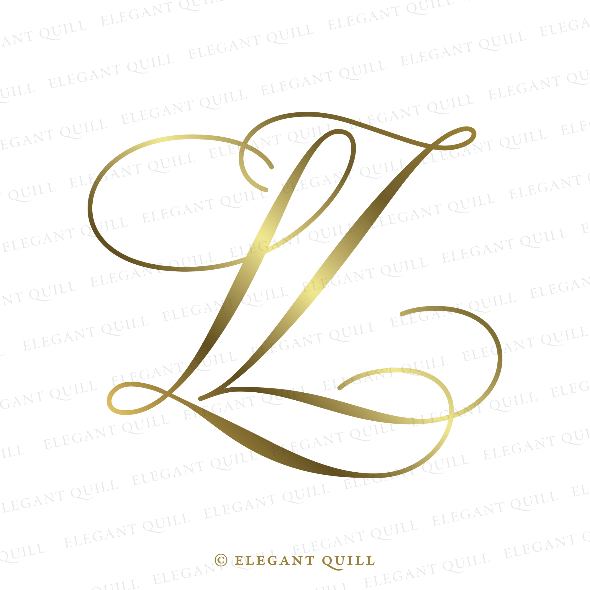Wedding Logo Design, LY Initials – Elegant Quill