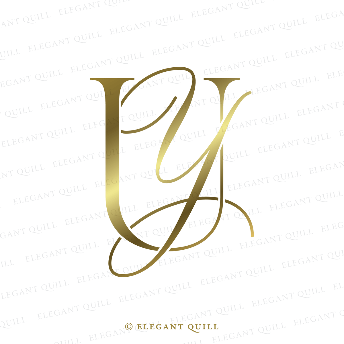 Wedding Initials Logo, YU – Elegant Quill