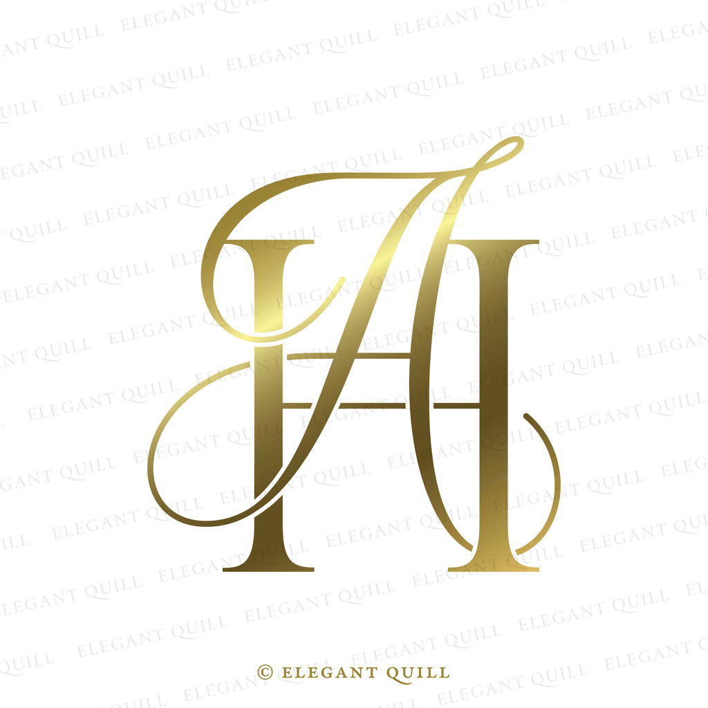 wedding initials monogram, AH logo gold