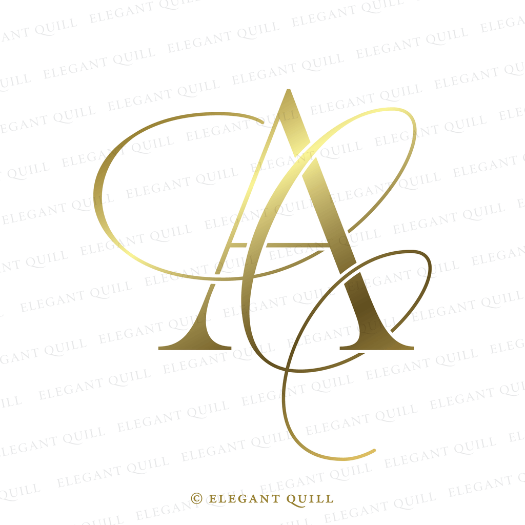 wedding initials monogram, CA logo gold