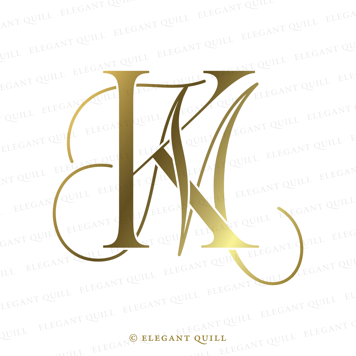 Wedding Initials Monogram, MK Logo – Elegant Quill