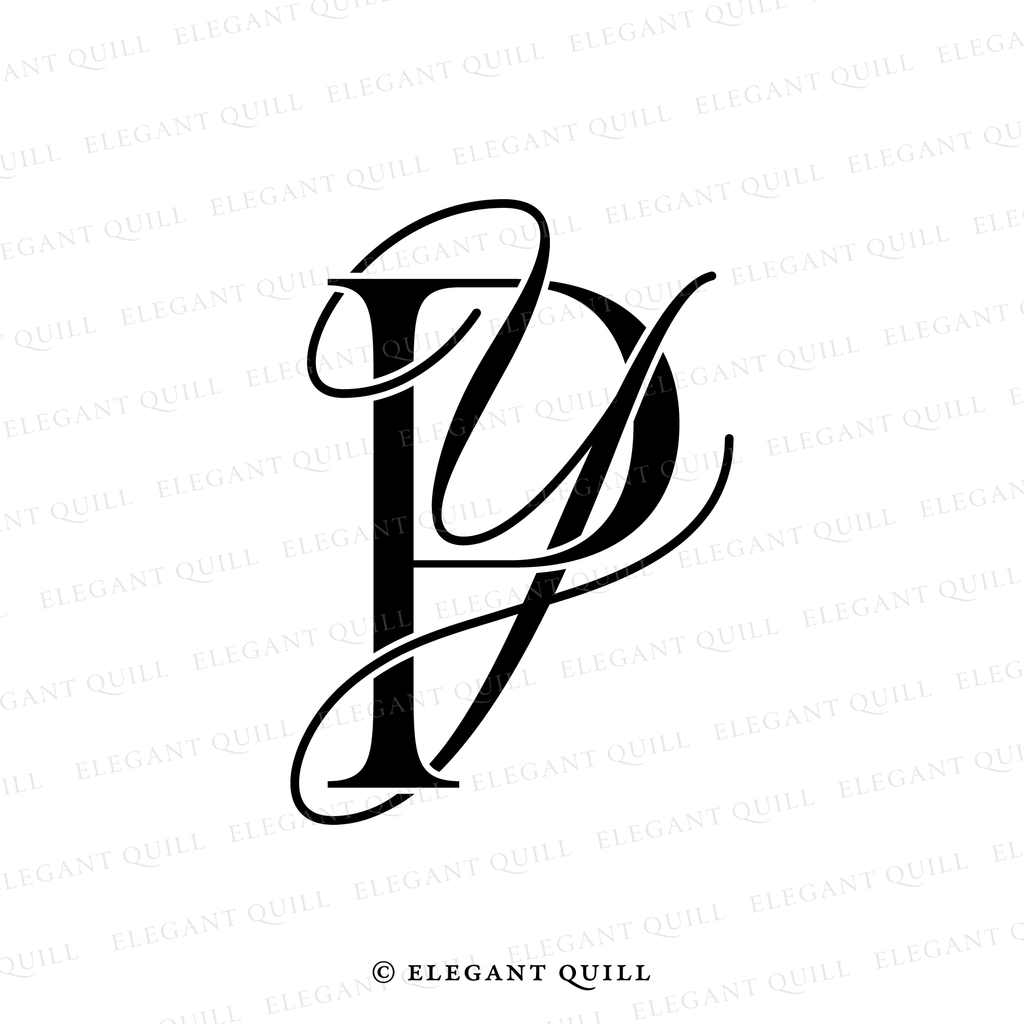 Wedding Initials Monogram, YP Logo – Elegant Quill