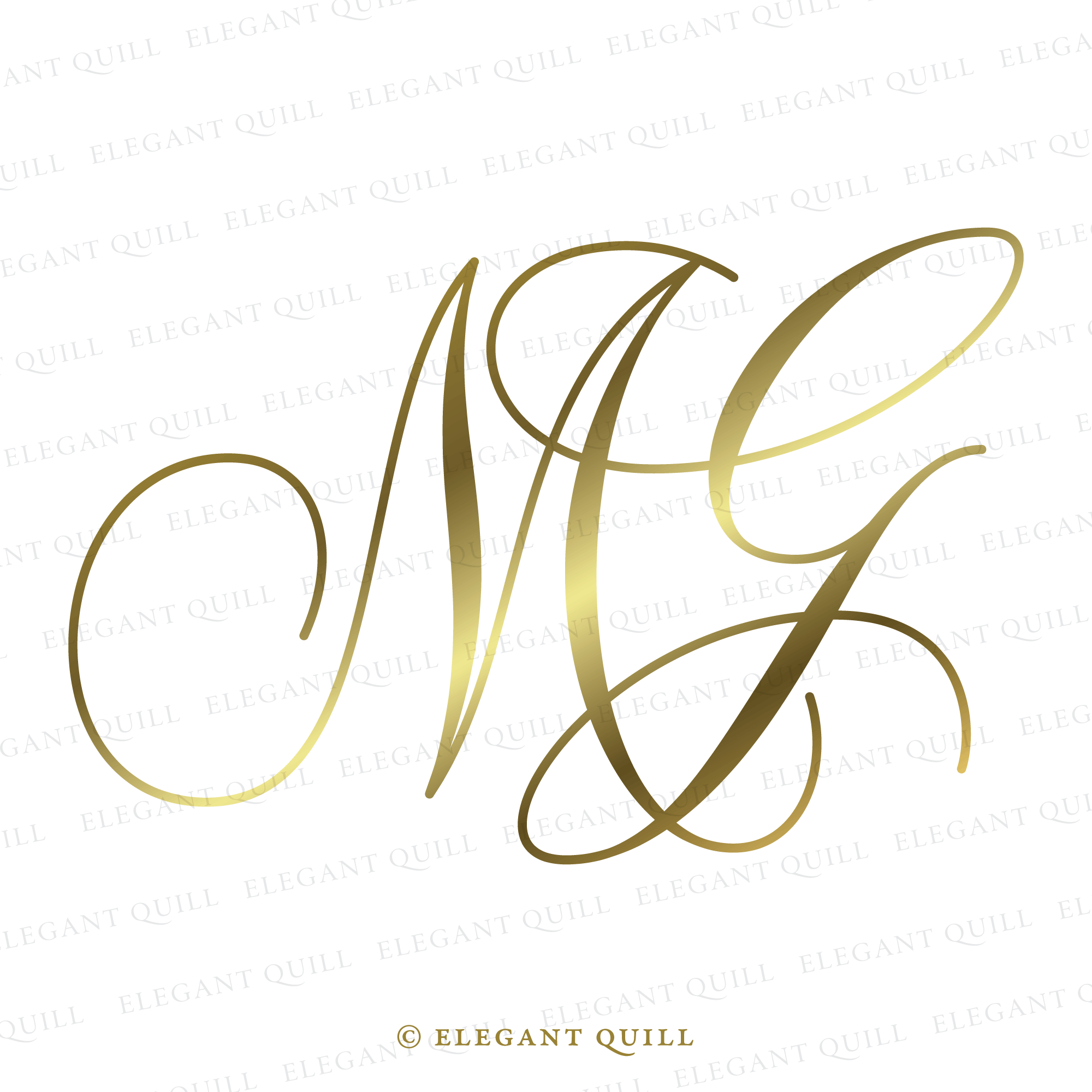 Wedding Logo, GM Initials – Elegant Quill