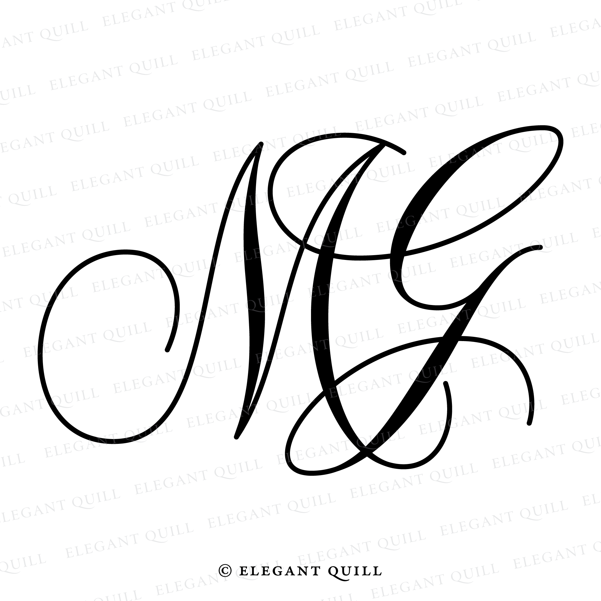 Wedding Logo, GM Initials – Elegant Quill