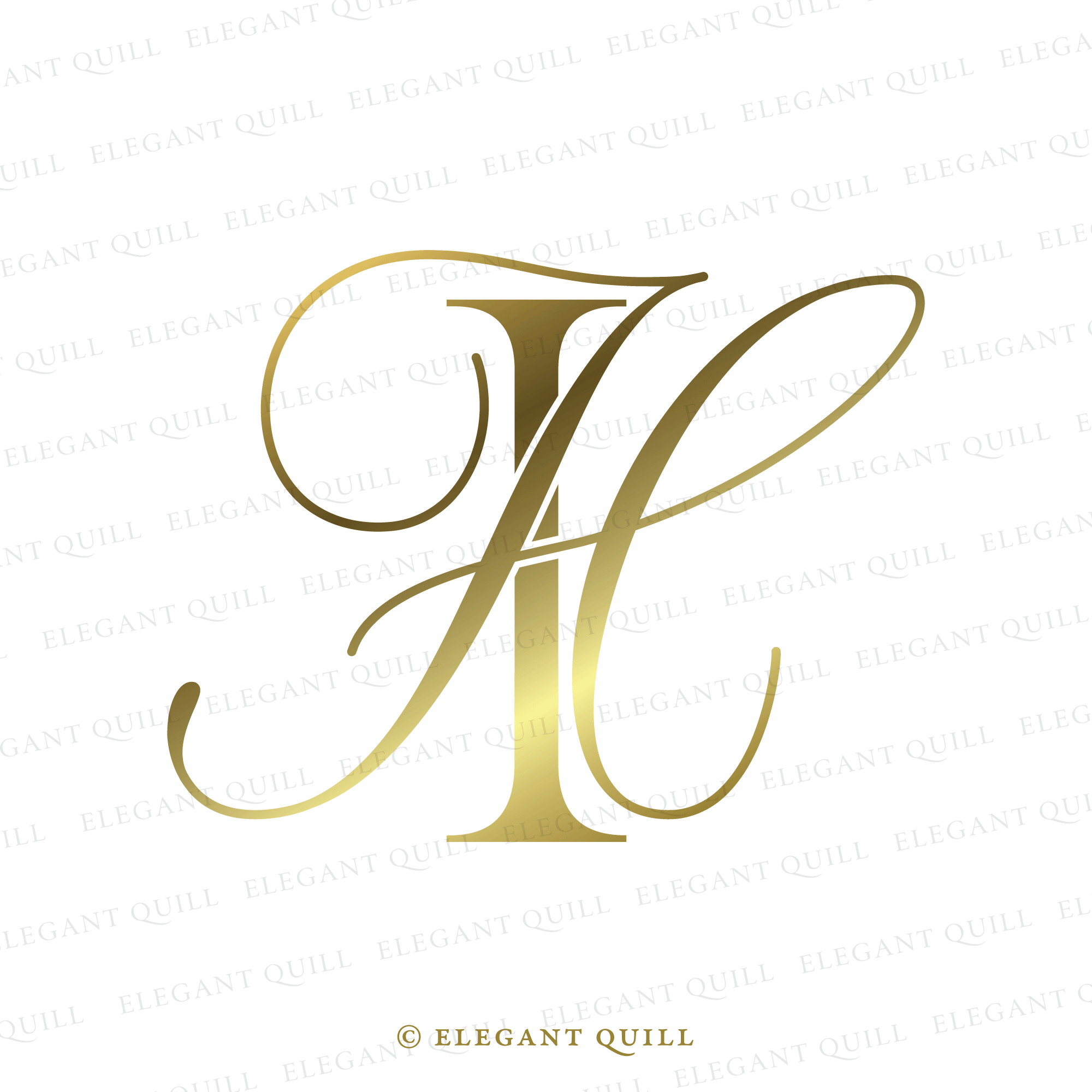 Wedding Logo, GM Initials – Elegant Quill