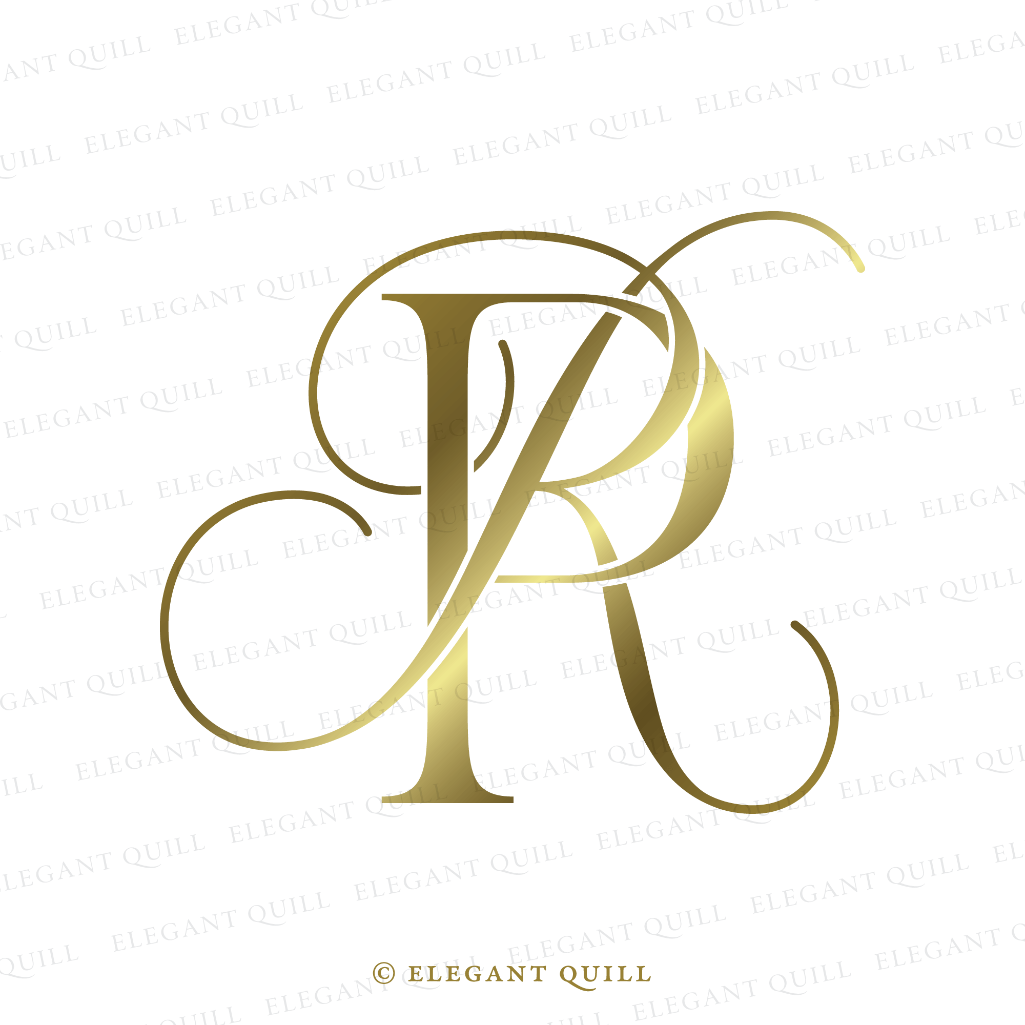 Pink Initals Rp Wedding Logo, RP Initials – Elegant Quill