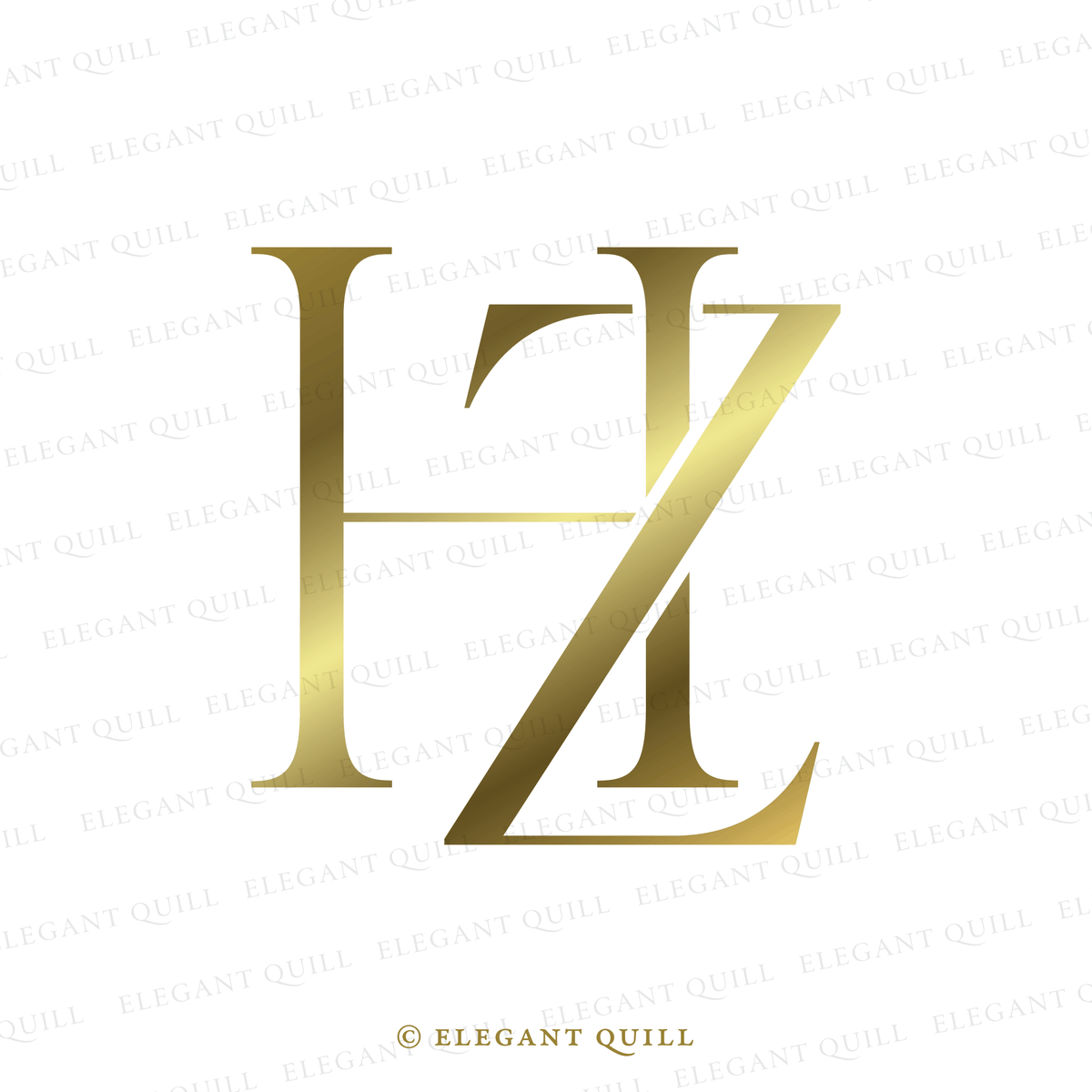 Wedding Logo Design, HZ Initials – Elegant Quill