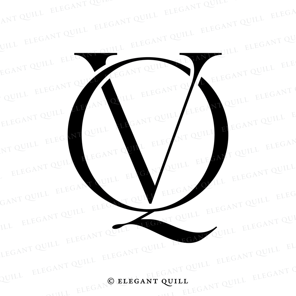 wedding logo design, QV initials