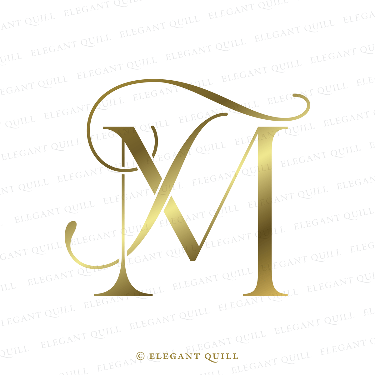 Wedding Initials Logo, TM – Elegant Quill
