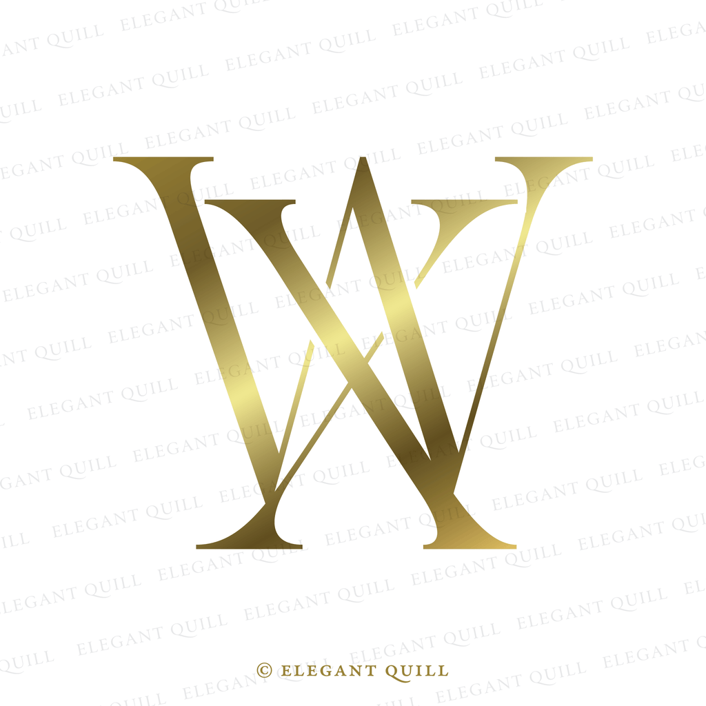 Monogram Logo, HV Initials – Elegant Quill
