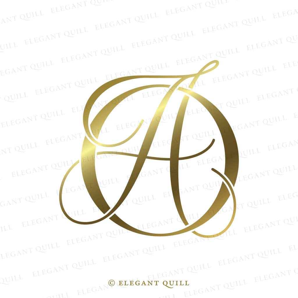 wedding logo monogram, AO logo gold