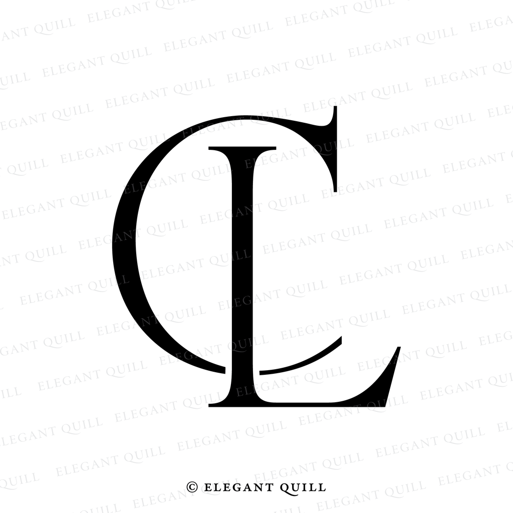 Wedding Logo Monogram, CL Initials – Elegant Quill