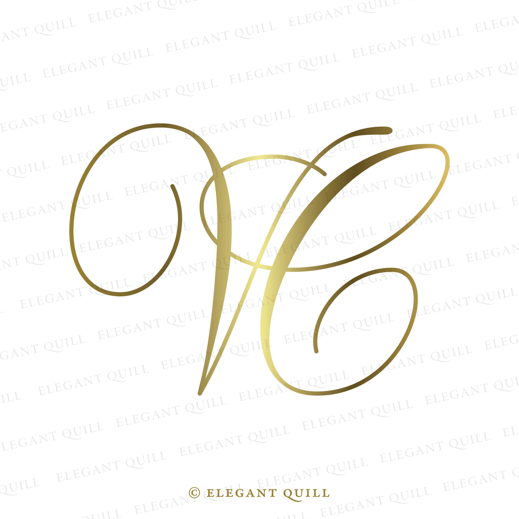 V Letter Monograms – Elegant Quill
