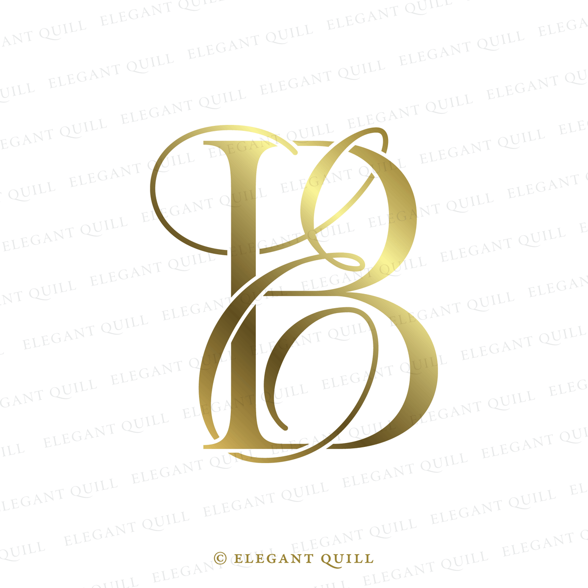 Wedding Logo Monogram, EB Initials – Elegant Quill