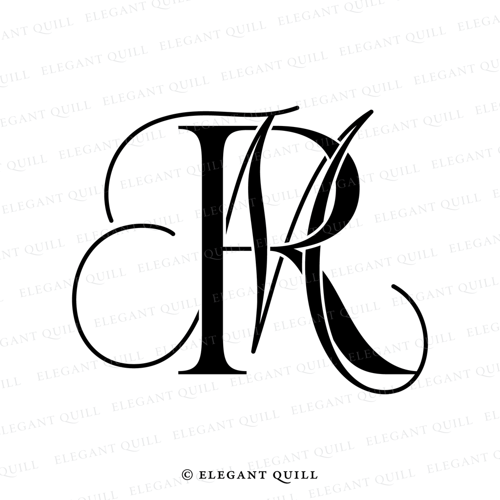 Wedding Monogram Letters M R Wedding Logo Monogram, MR Initials – Elegant Quill
