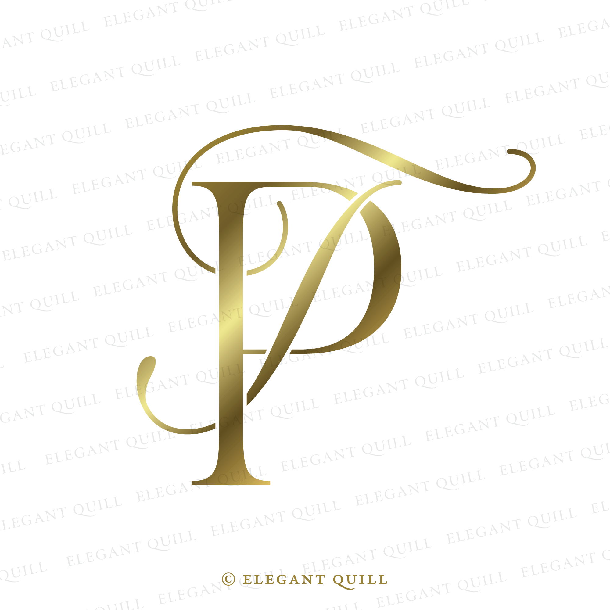 Initial letter p and s, ps, gold logo icon, classy gold letter