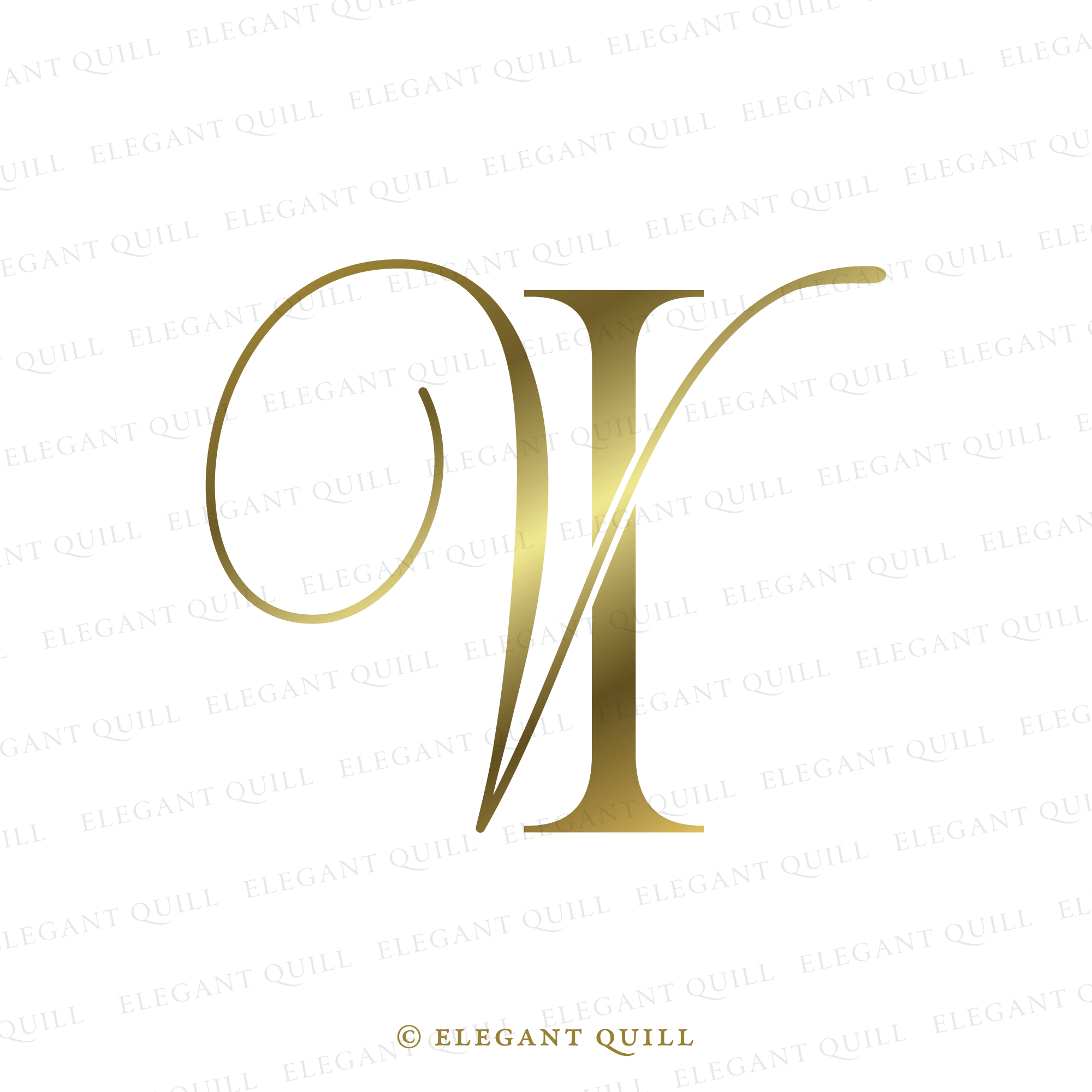 Wedding Logo Monogram, VI Initials – Elegant Quill