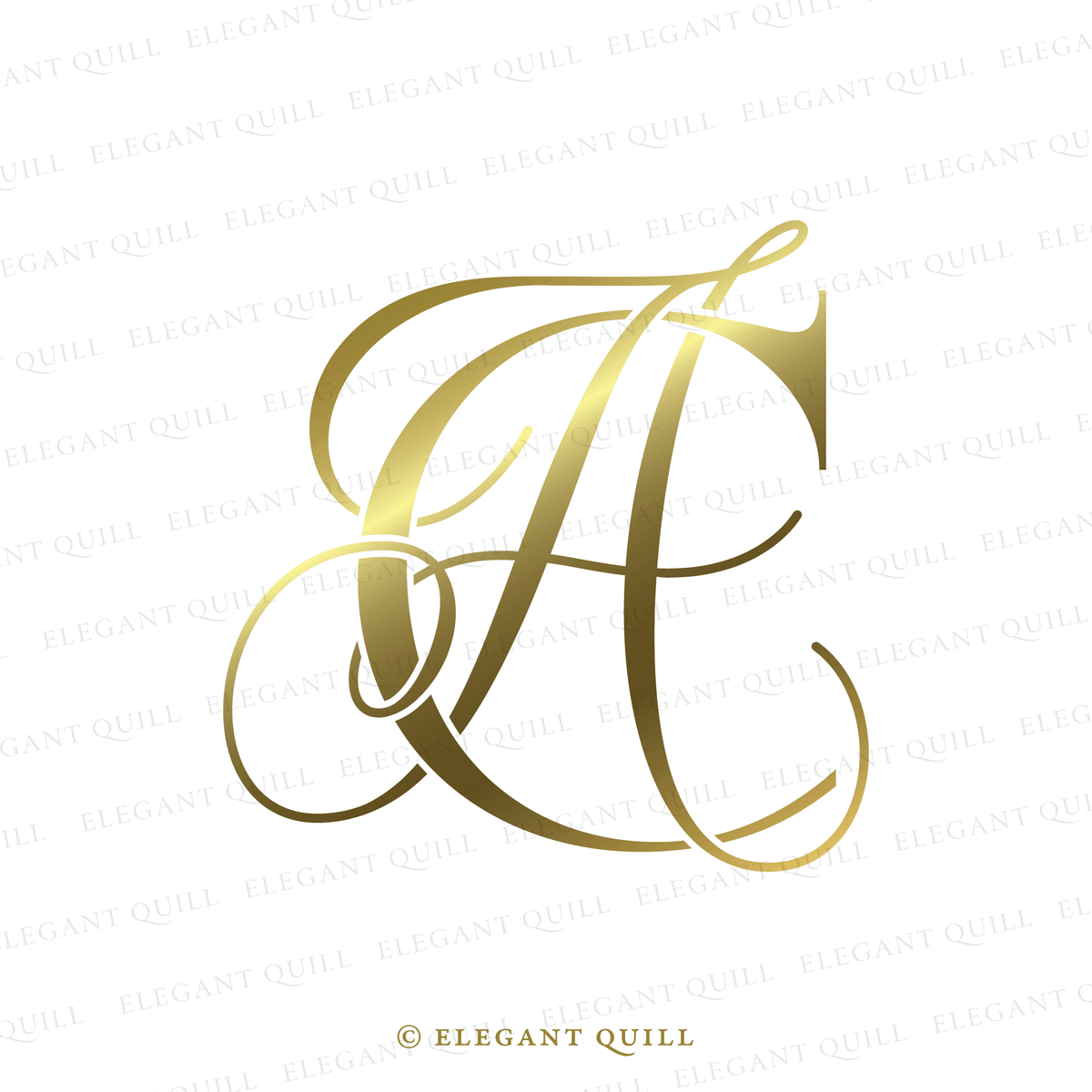 Wedding Monogram, AC Initials Logo – Elegant Quill