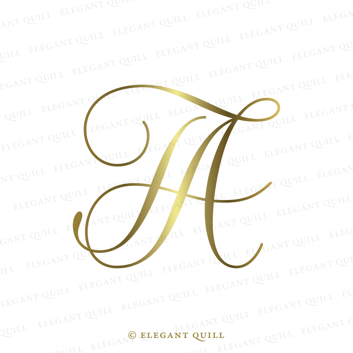 At Initals Wedding Monogram, AT Initials Logo – Elegant Quill