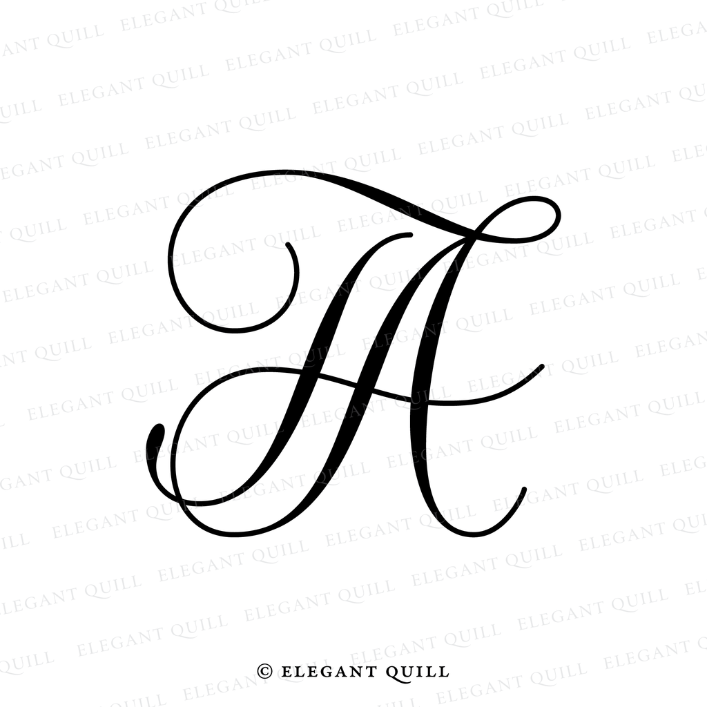 At Initals Wedding Monogram, AT Initials Logo – Elegant Quill