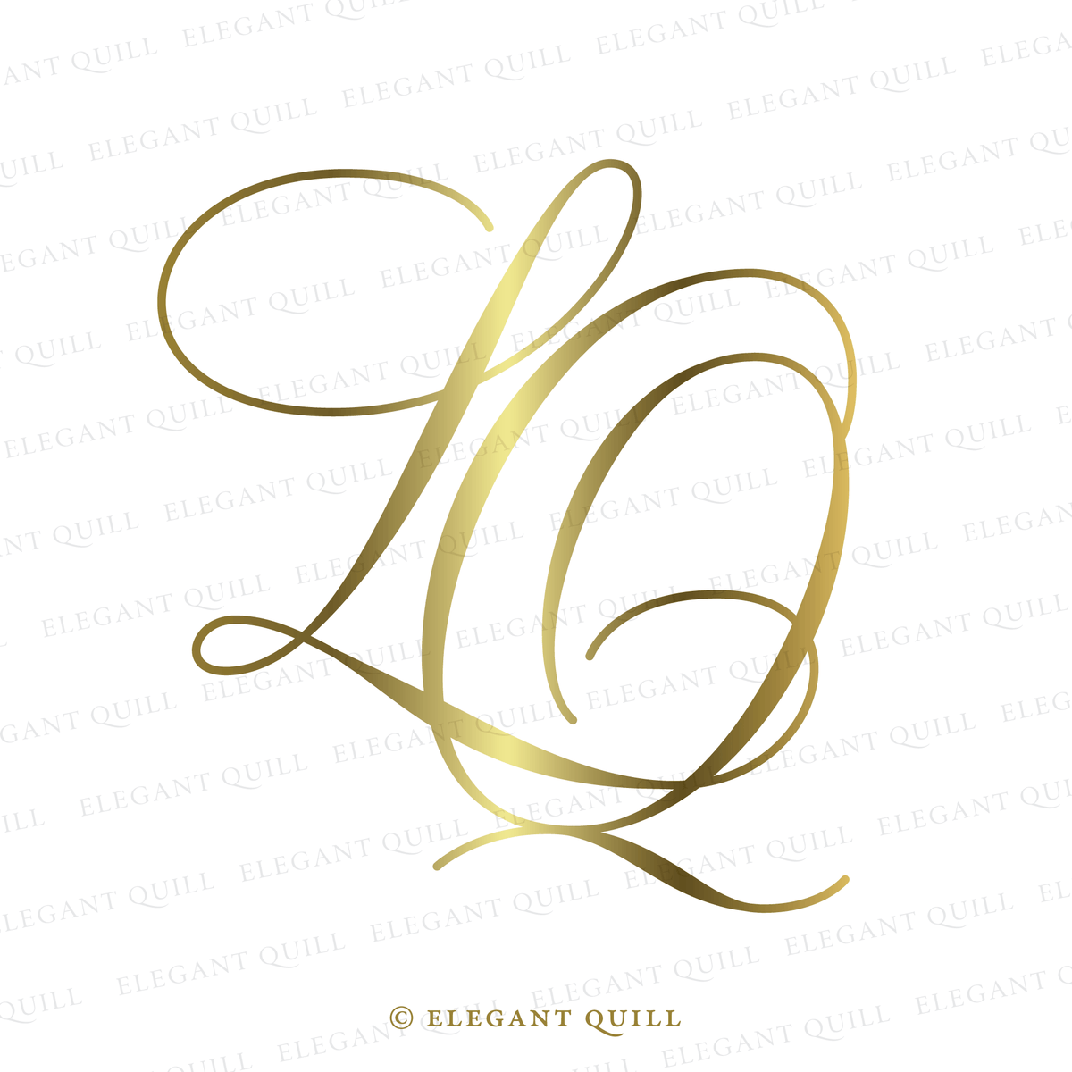 Wedding Monogram, LQ Initials Logo – Elegant Quill
