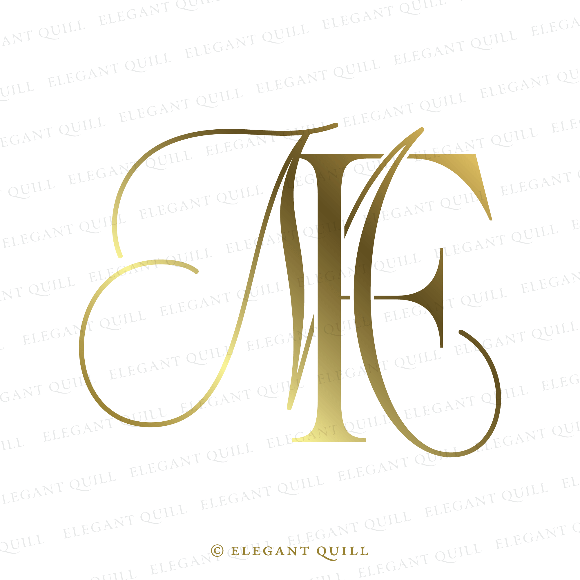 Wedding Monogram Logo, MM Initials – Elegant Quill