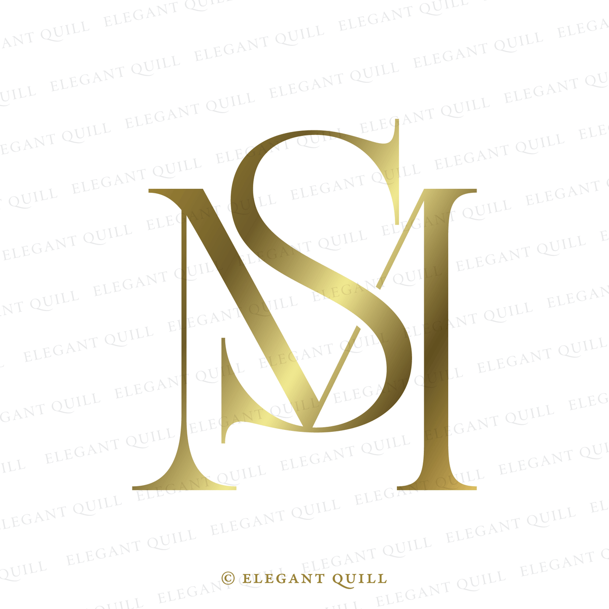 Wedding Monogram, MS Initials Logo โ Elegant Quill