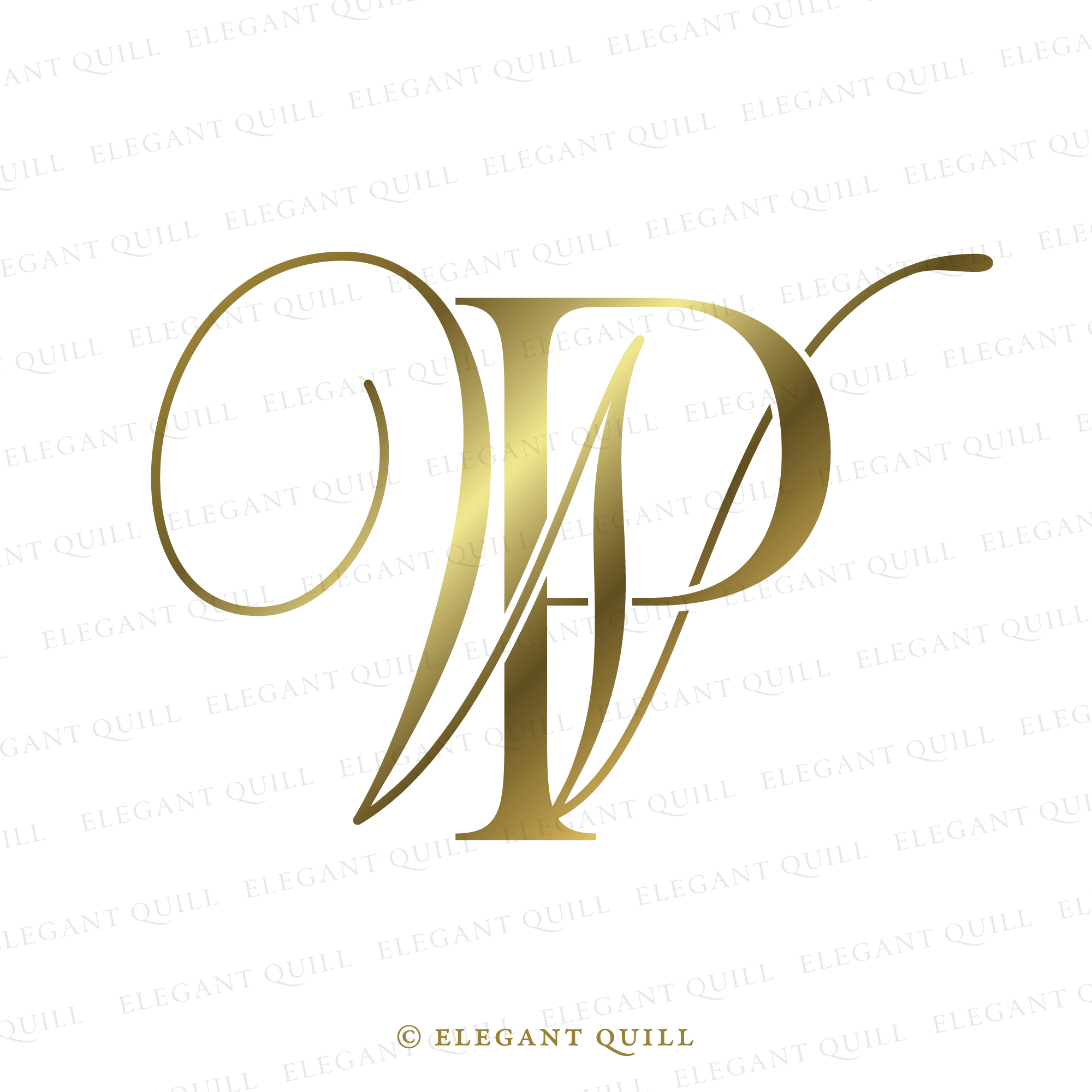 Wp Initals Wedding Monogram, WP Initials Logo – Elegant Quill