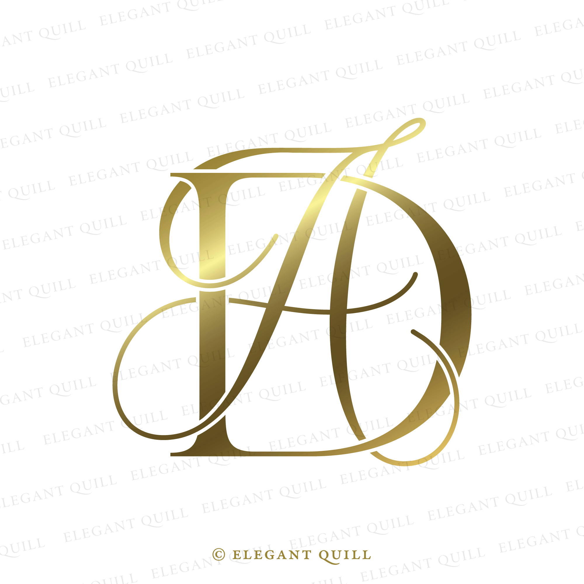 Ad Monogram Pattern Wedding Monogram Design, AD Initials Logo – Elegant Quill