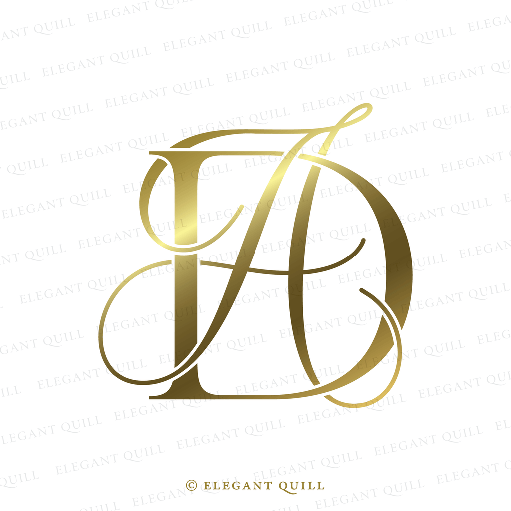 wedding monogram design, AD logo gold