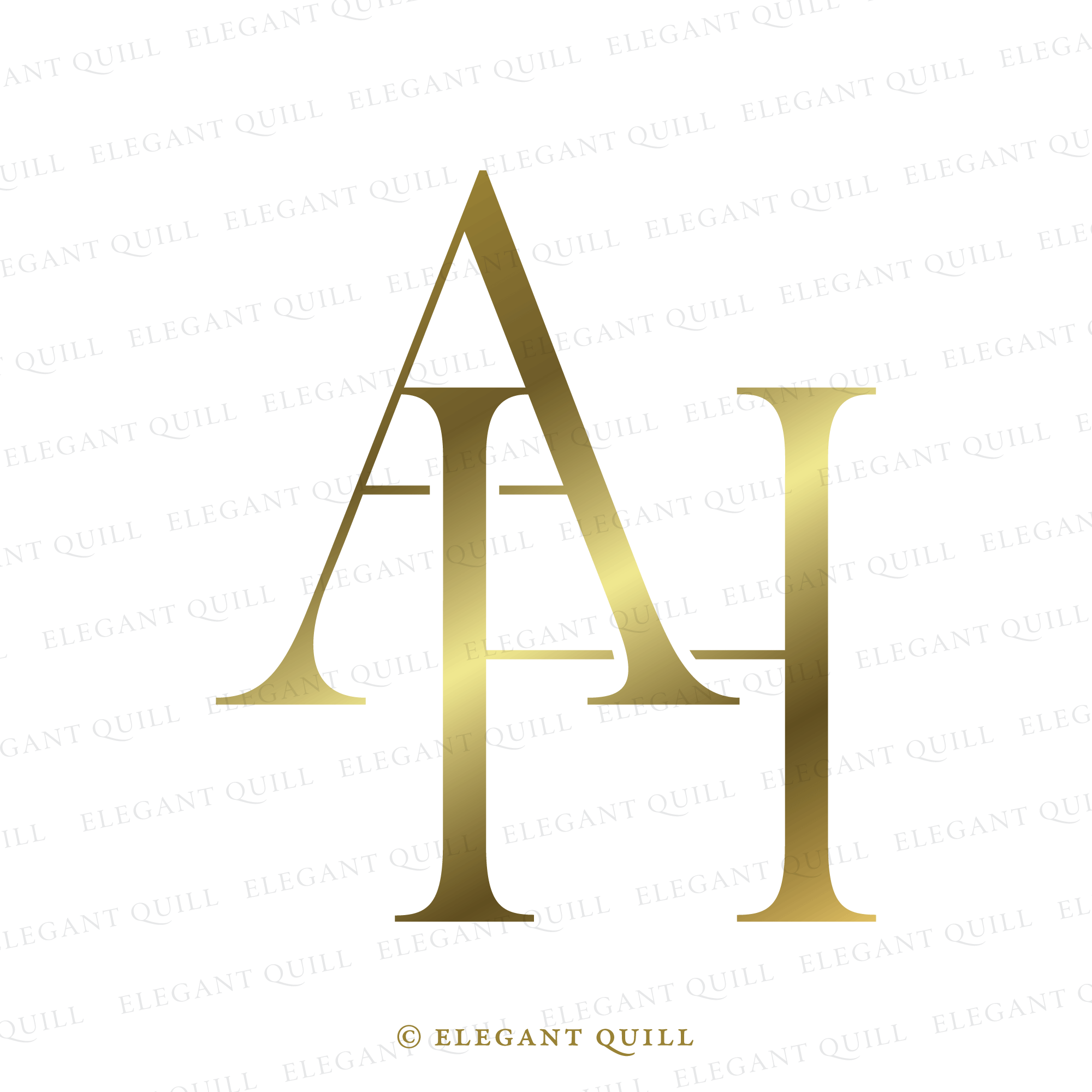 Wedding Monogram Design, AH Initials Logo – Elegant Quill