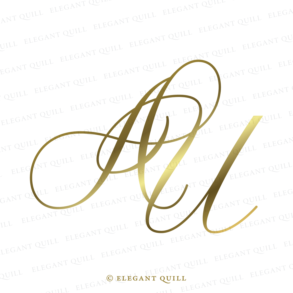 wedding monogram design, AU initials