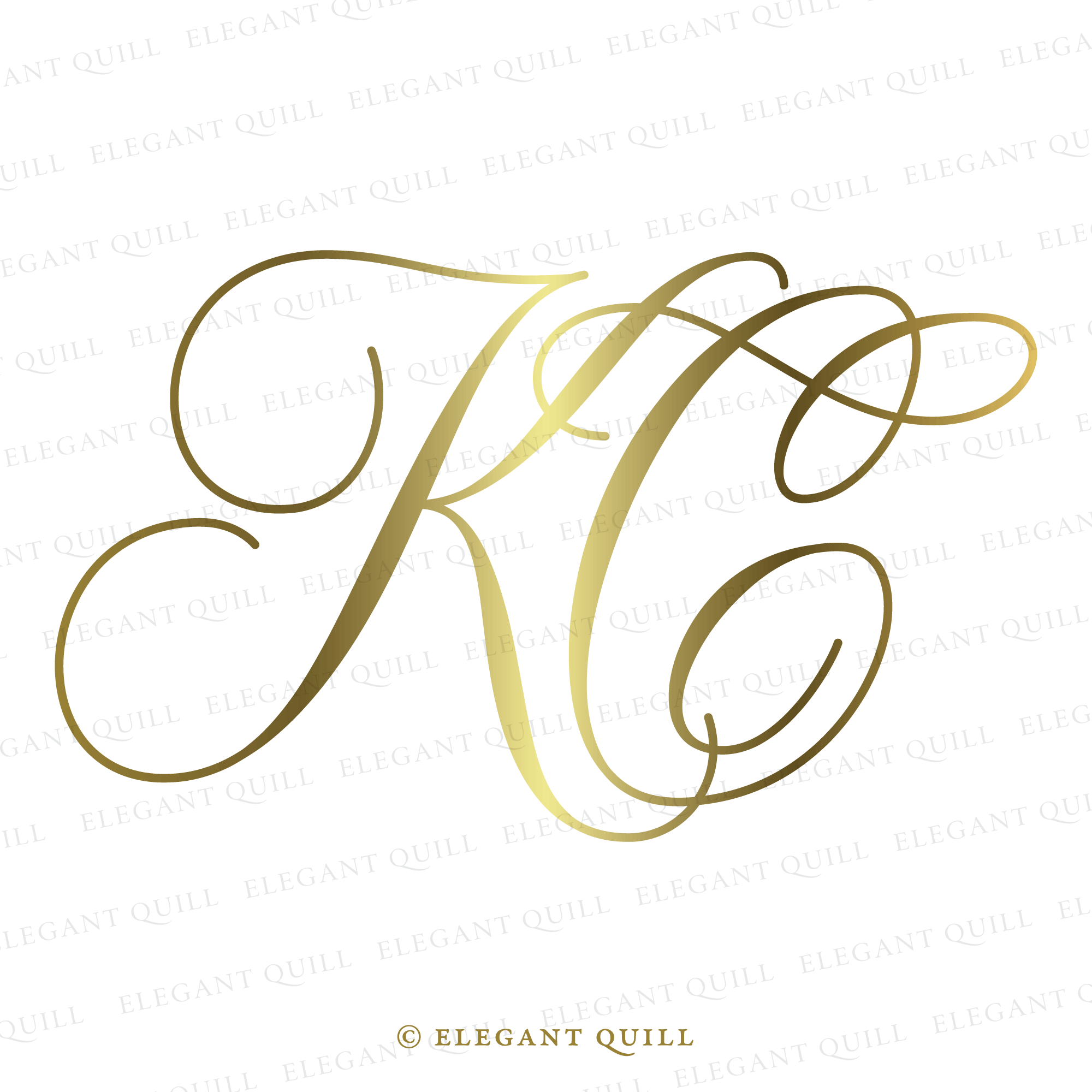 Wedding Monogram Design CK Initials Logo Elegant Quill