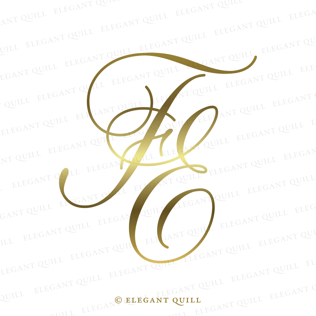 Wedding Monogram Logo, EO Initials – Elegant Quill