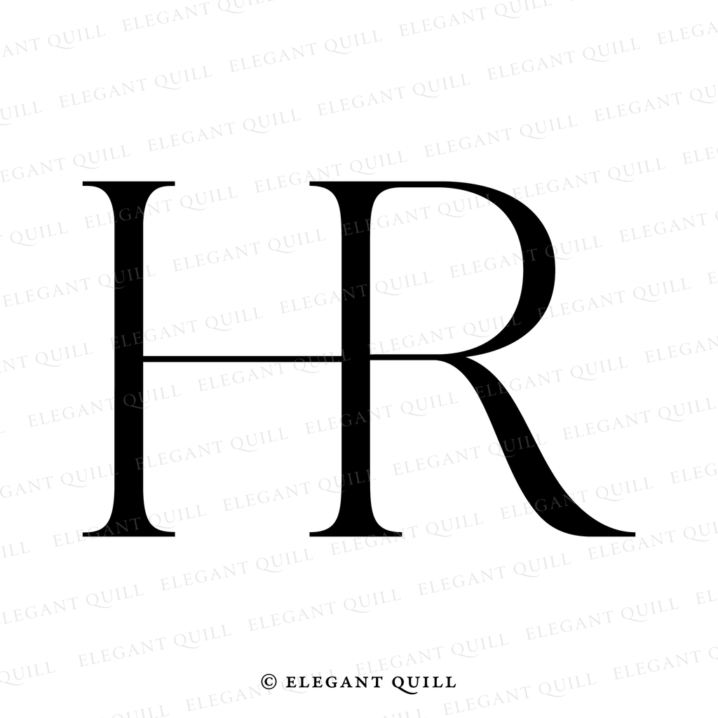 wedding monogram design, HR initials