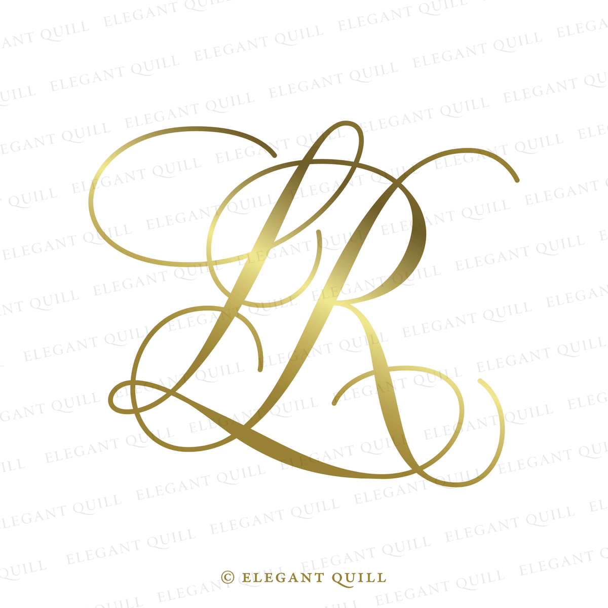 Wedding Monogram Design, LR Initials Logo – Elegant Quill