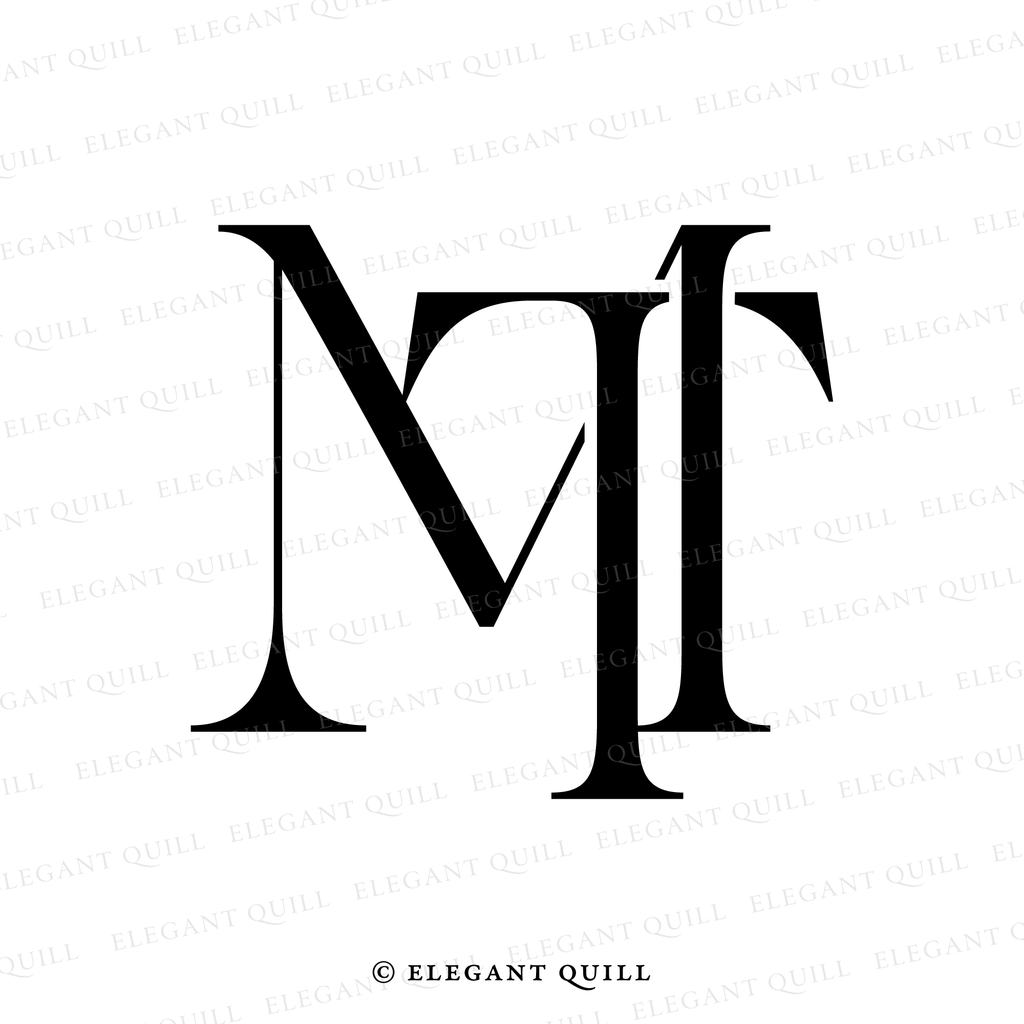 wedding monogram design, MT initials
