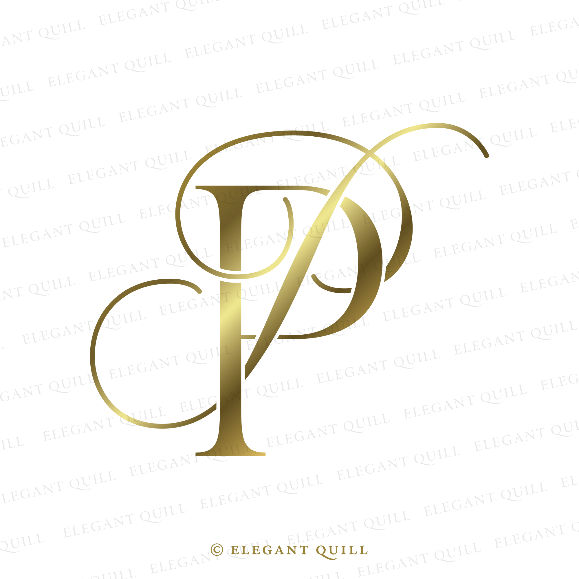 Wedding Monogram Design, PP Initials Logo – Elegant Quill