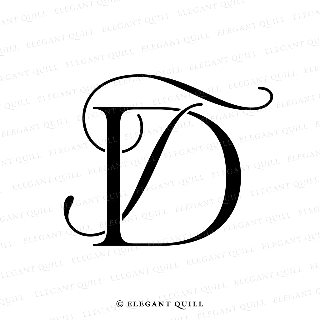 wedding monogram design, TD initials