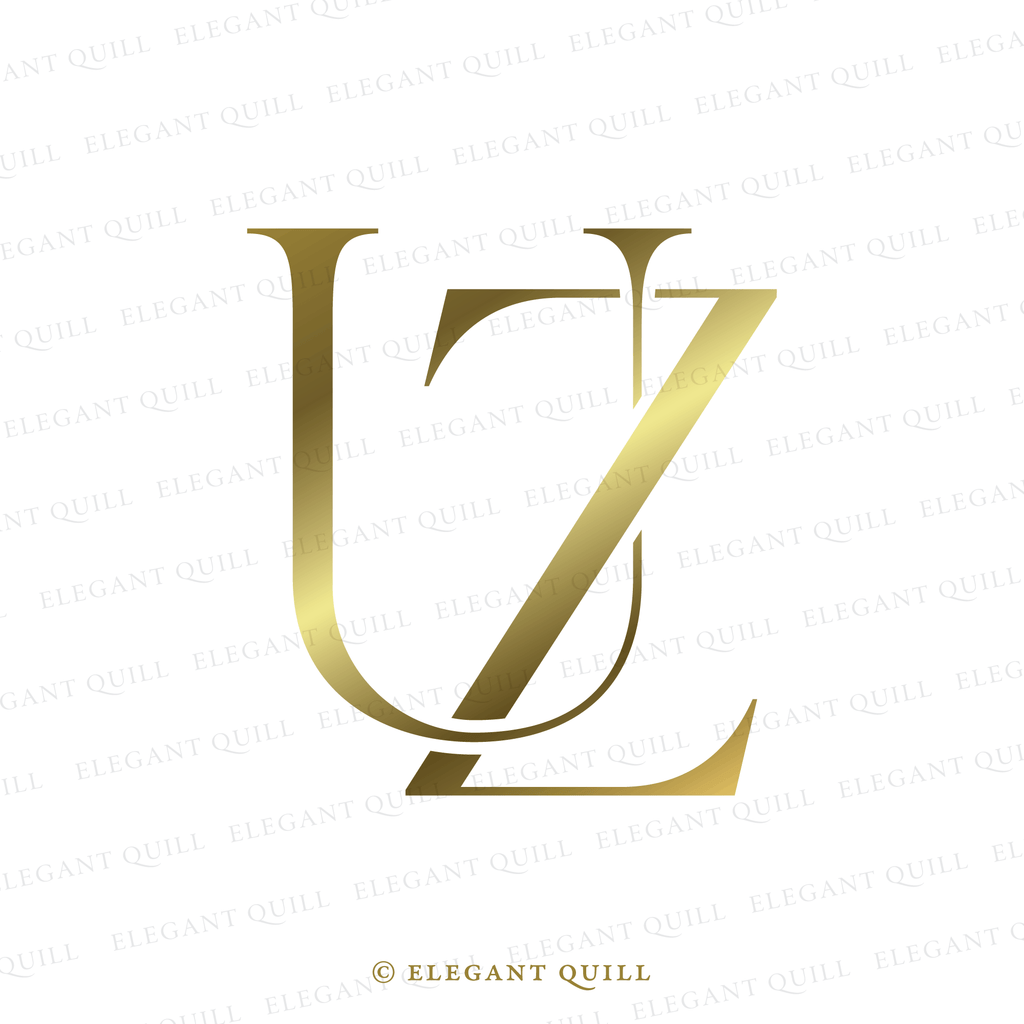 Wedding Monogram Logo, UY Initials – Elegant Quill